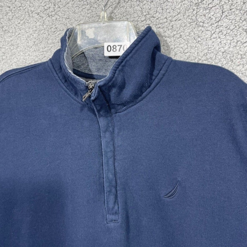 Nautica Sweater Womens Large Blue Quarter Zip Mock Neck Long Sleeve - Picture 11 of 16
